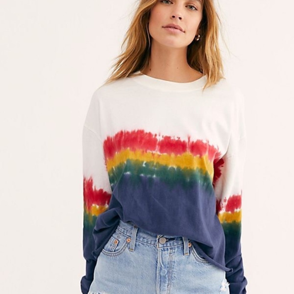 Free people rainbow wash tee